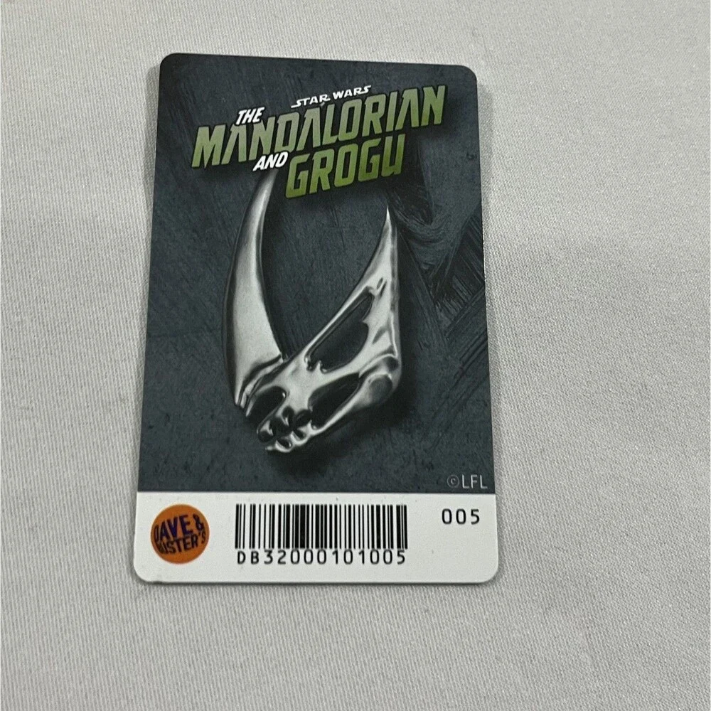 Dave and Busters Star Wars The Mandalorian and Grogu Coin Pusher Anzellans Card